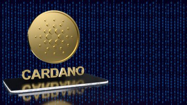 Cardano veya ada sikkeleri şifreleme para veya teknoloji kavramı 3D oluşturma