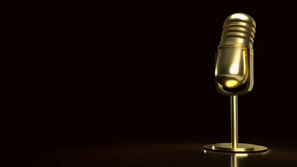 gold vintage microphone for podcast or music concept 3d rendering