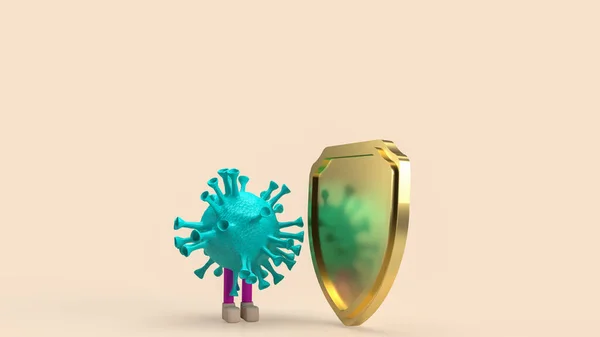 Virus Escudo Para Contenido Médico Científico Renderina —  Fotos de Stock