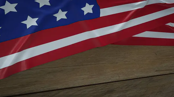 Usa Flagge Auf Holztisch Für Den Unabhängigkeitstag Hintergrund Renderin — Stockfoto