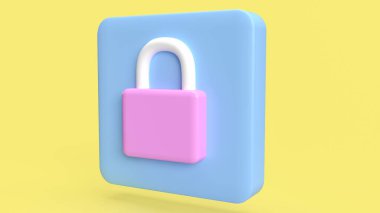 Güvenlik konsepti 3D görüntüleme için pembe ana anahtar