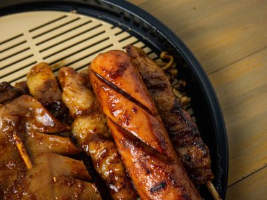 Çin usulü bbq Skewer of Sichuan ızgara eti.