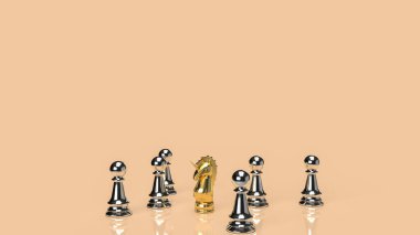 gold unicorn and silver chess for business background 3d rendering clipart