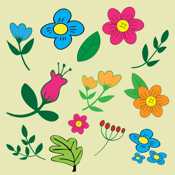 Весняна Колекція Квітів Векторне Зображення — стоковий вектор