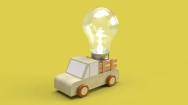 Van Caminhão Lâmpada Fundo Amarelo Para Negócios Conceito Criativo Renderização — Fotografia de Stock