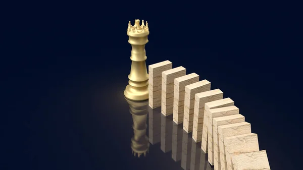 Ρήγας Σκάκι Και Ντόμινο Ξύλου Για Την Επιχειρηματική Έννοια Απόδοση — Φωτογραφία Αρχείου