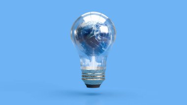 Dünya, ekolojik ya da bilim konsepti 3D görüntüleme için ampulde yanar