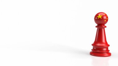 İş konsepti 3d renderin beyaz arka planda kırmızı Çin satrancı