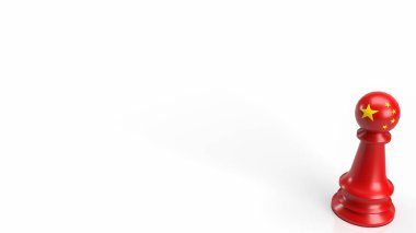 İş konsepti 3d renderin beyaz arka planda kırmızı Çin satrancı