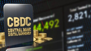 İş konsepti 3d oluşturma için tablet üzerindeki Cbdc veya merkez bankası dijital para birimi
