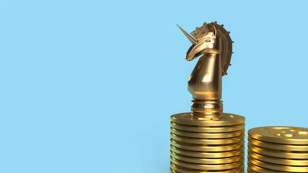 Единорог Золотые Монеты Запуска Бизнес Концепции Рендеринга — стоковое фото