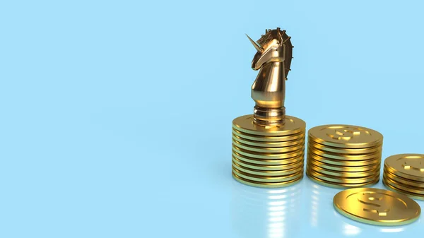 Eenhoorns Gouden Munten Voor Start Bedrijfsconcept Rendering — Stockfoto