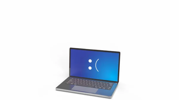 Erro Tela Azul Mostrando Laptop Renderização — Fotografia de Stock