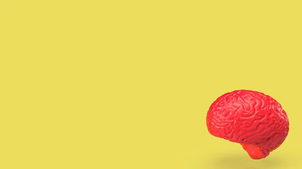 Cérebro Vermelho Terra Traseira Amarela Renderização — Fotografia de Stock