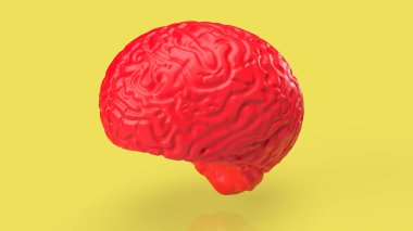 Kırmızı beyin sarı arka planda 3D görüntüleme 