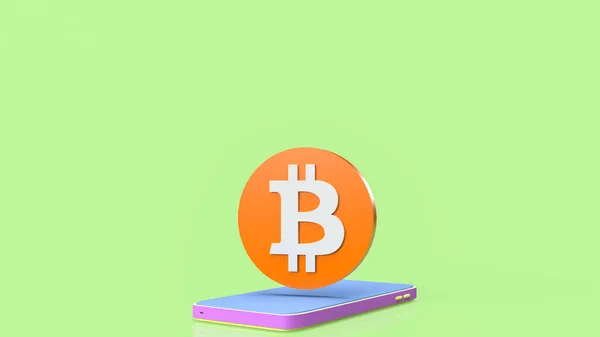 Bitcoin Telefon Komórkowy Dla Koncepcji Biznesu Renderin — Zdjęcie stockowe