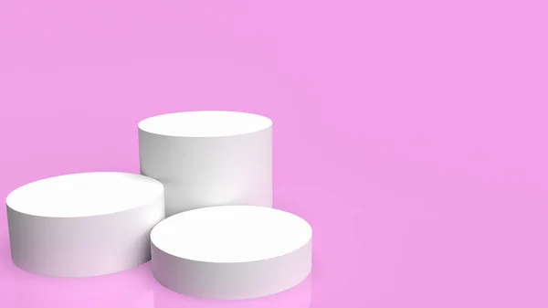 Fehér Dobogó Rózsaszín Háttér Jelenlegi Vagy Reklám Koncepció Renderelés — Stock Fotó
