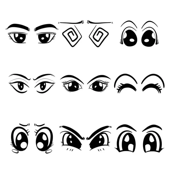 Eye Bundle Conjunto Desenho Animado Estilo Anime Imagem Vetorial —  Vetores de Stock