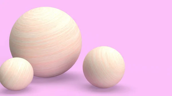 Esfera Madera Sobre Fondo Rosa Para Representación Abstracta — Foto de Stock