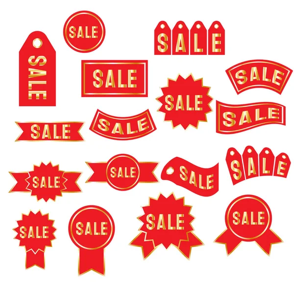 Red Sale Tag Bundle Set Vector Image Promotion Concept — Stock Vector