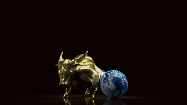 Goud Stier Wereld Voor Business Concept Rendering — Stockfoto