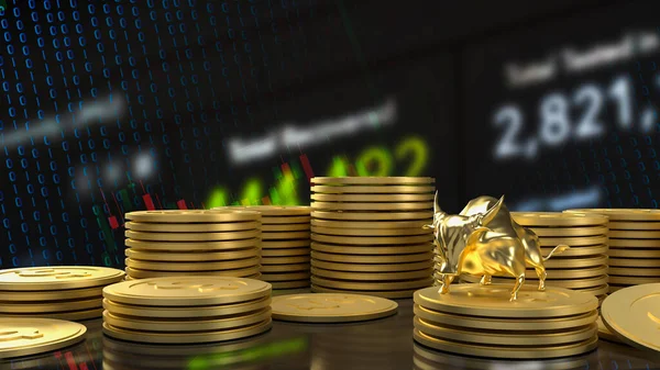 Goldbullen Und Münzen Für Das Rendering Von Geschäftskonzepten — Stockfoto