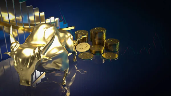 Gold Bull Chart Background Business Concept Rendering — Stock Photo, Image