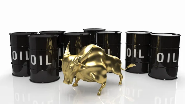 Der Öltank Und Der Goldbulle Für Das Geschäftskonzept Rendering — Stockfoto