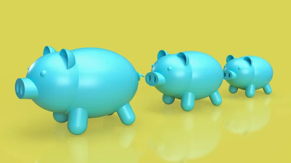 Three Piggy Bank Saving Business Concept Rendering —  Fotos de Stock