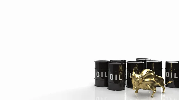 Oil Tank Gold Bull Business Concept Rendering — Photo