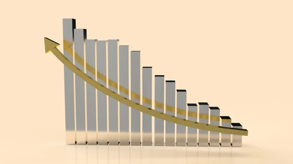 Chart Gold Arrow Business Concept Rendering — Zdjęcie stockowe