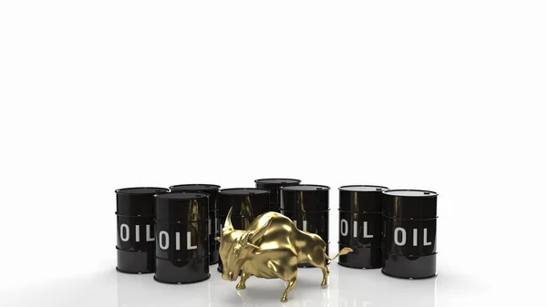 Oil Tank Gold Bull Business Concept Rendering — Zdjęcie stockowe