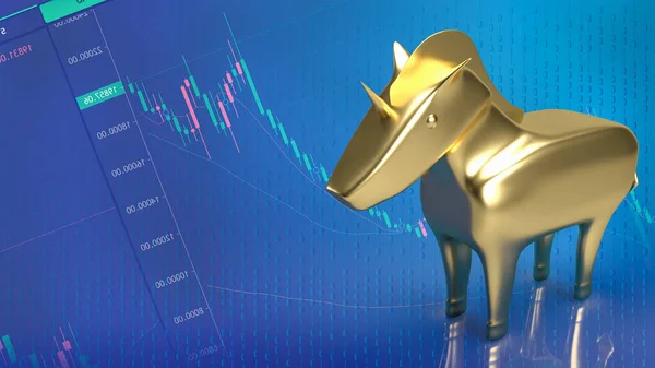 The gold unicorn on business background  3d rendering