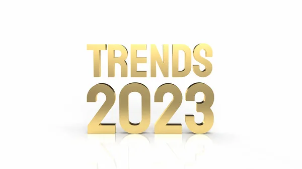 Trends 2023 Gold Text White Background Rendering — Stockfoto