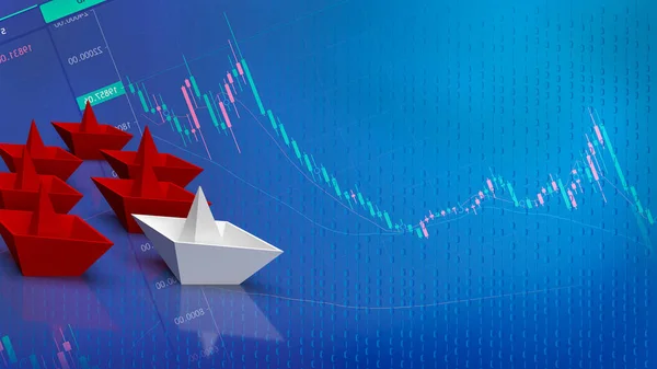Das Weiße Papierboot Und Rot Für Das Rendering Von Geschäftskonzepten — Stockfoto