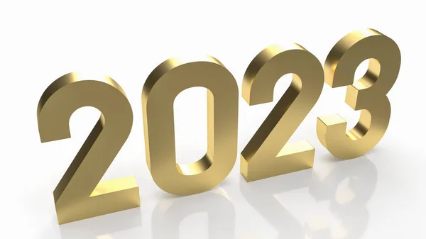 Het Nummer 2023 Goud Witte Achtergrond Renderin — Stockfoto