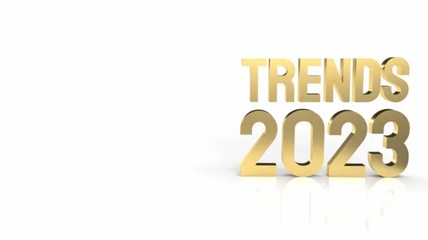 Trends 2023 Gold Text White Background Rendering — Stockfoto