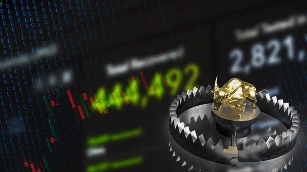 Gold Bull Trap Business Concept Rendering — Foto de Stock
