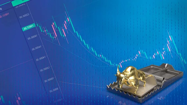 Gold Bull Trap Business Concept Rendering — Foto Stock