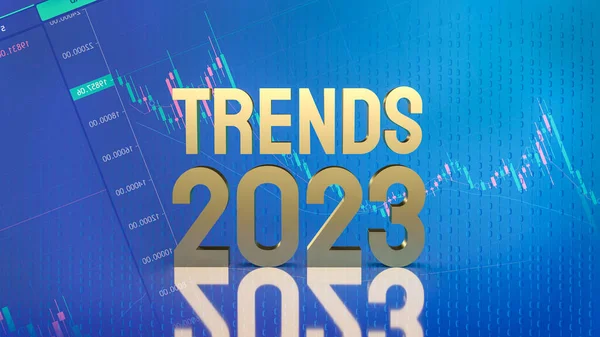 Tendências 2023 Texto Ouro Fundo Negócios Renderização — Fotografia de Stock