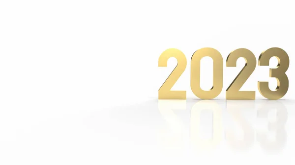Number 2023 Gold White Background Renderin — Stok fotoğraf