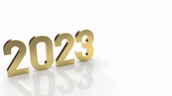 Number 2023 Gold White Background Renderin — Stockfoto