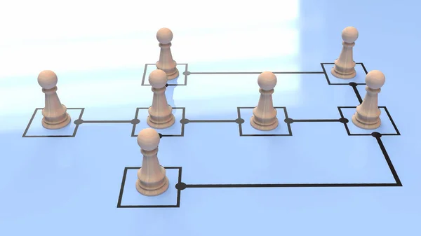 Wood Chess Diagram Business Concept Rendering — ストック写真