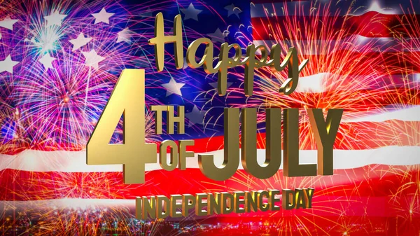 July Gold Text United Stage America Flag Holiday Celebration Concept — ストック写真