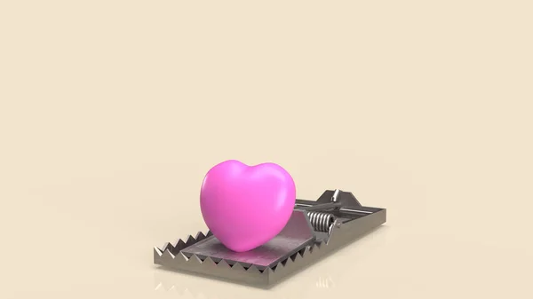 Pink Heart Trap Abstract Concept Rendering — Stock Fotó