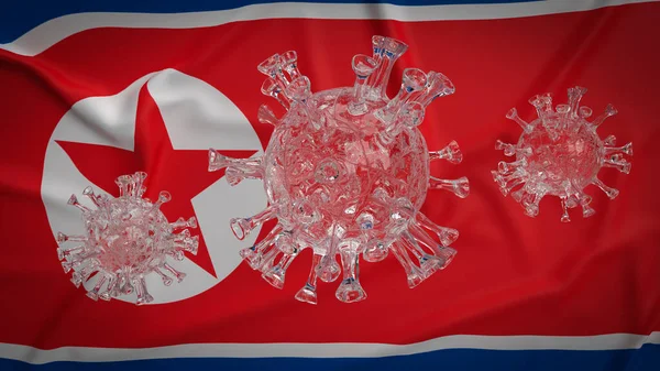 Bandera Corea Del Norte Para Concepto Crisis Virus Renderizado — Foto de Stock