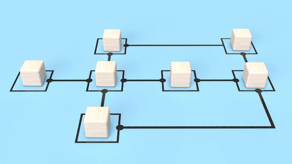 Wood Cubes Chart Blue Background Business Concept Rendering — Stok fotoğraf