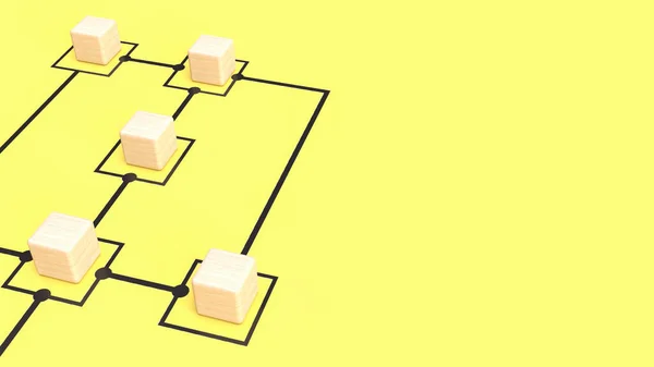 Wood Cubes Chart Yellow Background Business Concept Rendering — Stok fotoğraf