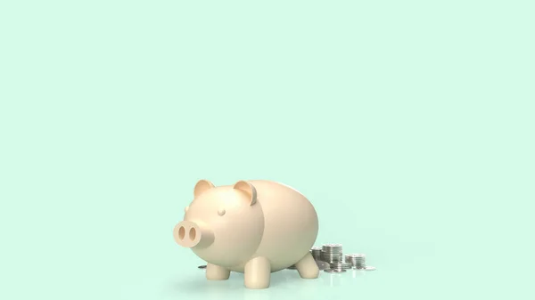 Piggy Τράπεζα Και Κέρματα Για Τις Επιχειρήσεις Την Εξοικονόμηση Έννοια — Φωτογραφία Αρχείου