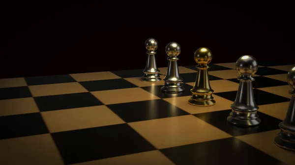 Gold Chess Silver Chess Business Concept Rendering — Stock Photo, Image